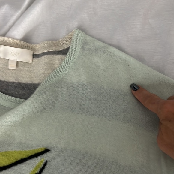 Lisa Todd 100% cashmere star print back stripes sweater size L - Picture 12 of 13